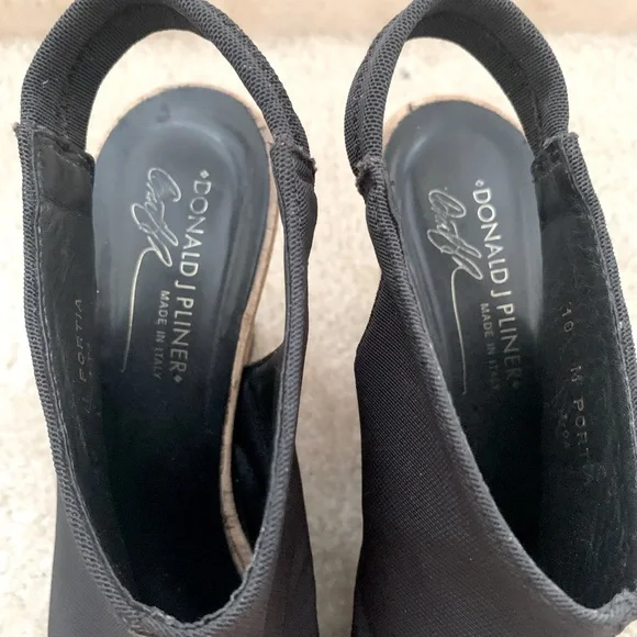 Donald J Pliner Black Mesh Cork Wedge Sandals - Picture 11 of 13